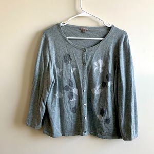 J. Jill button up cotton lamb’s wool angora cashmere blend cardigan sweater